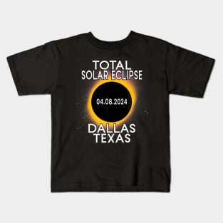 Dallas Texas Path Of Totality Total Solar Eclipse 2024 Kids T-Shirt